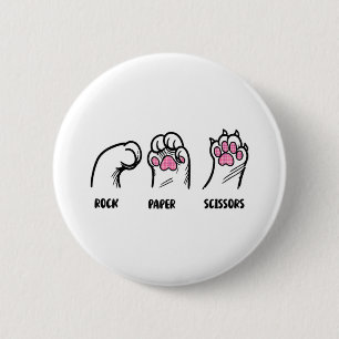 Rock Paper Schere Cat Paws Funny Cat Lover Kitte Button