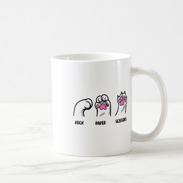 Rock Paper Schere Cat Paws Funny Cat Lover Kitte Kaffeetasse (Rechts)