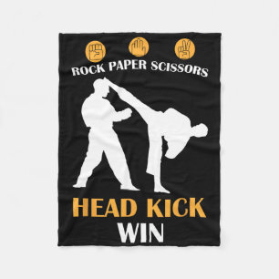 Rock Paper Schere Kopf Kick I Win Yellow Karate Fleecedecke
