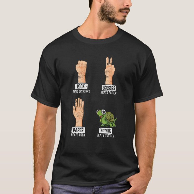 Rock Paper Schere Nothing Beats Turtle Turtle T-Shirt (Vorderseite)
