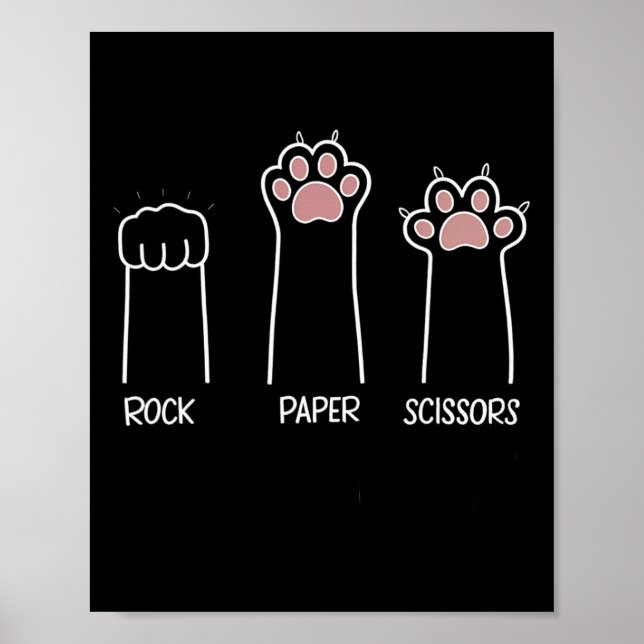 Rock Paper Schere Paw Game Cat Liebe Pet Enthusia Poster (Vorne)