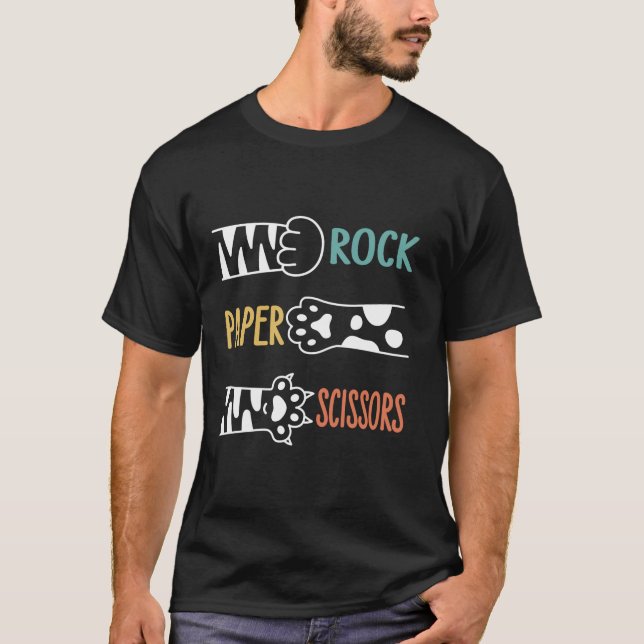 Rock Paper Scheren Handspiel Niedlich Paw Funny Ca T-Shirt (Vorderseite)
