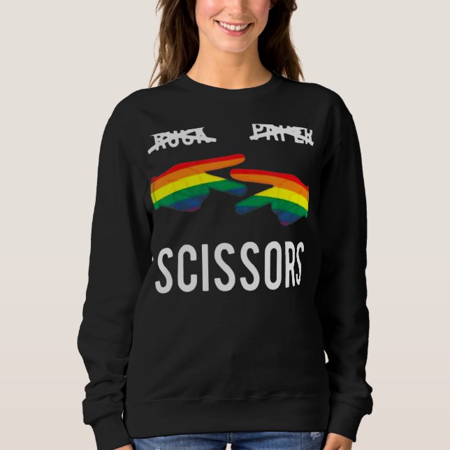 Rock Paper Scissan Lesbian Pride Rainbow Lgbt Sweatshirt (Vorderseite)