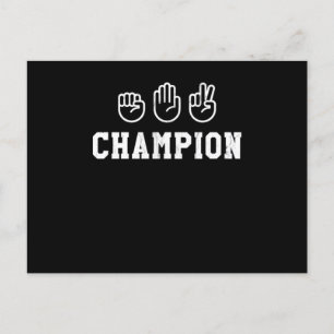 Rock Paper Scisser Champion Hand Sign Champ Print Postkarte