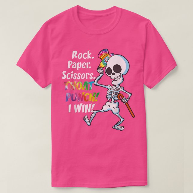 Rock Paper Scisson Throat Punch I Win Skeleton Rai T-Shirt (Design vorne)