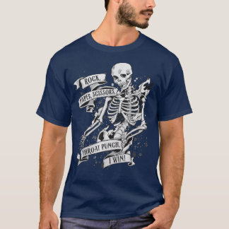 Rock Paper Scisson Throat Punch I Win Skelett T-Shirt