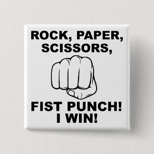 Rock Paper Scissor Fist Punch Funny Button Abzeich