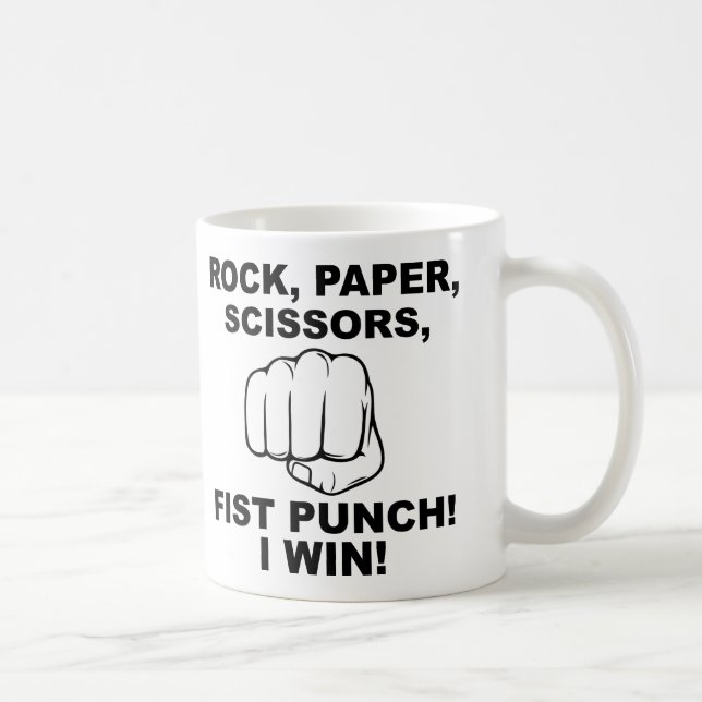 Rock Paper Scissor Fist Punch Funny Mug Tasse (Rechts)