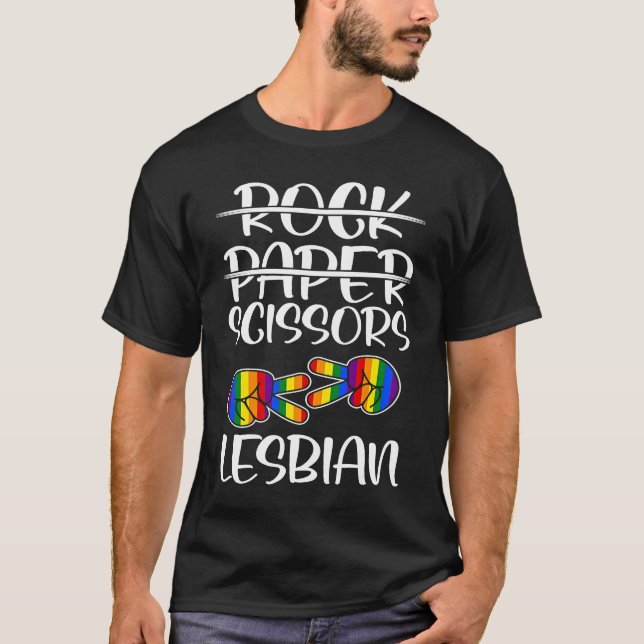 Rock Paper Scissor Lesbian LGBTQ Gay Pride T-Shirt (Vorderseite)