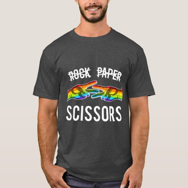 Rock Paper Scissor Lesbian Pride Rainbow LGB T-Shirt (Vorderseite)