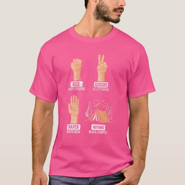 Rock Paper Scissor Nothing Beats Camping Campin T-Shirt (Vorderseite)
