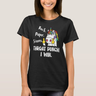 Rock Paper Scissor Throat Punch I Win Funny Unico T-Shirt
