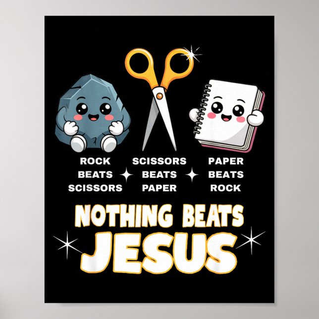 Rock Paper Scissors But Nothing Beats Jesus Funny  Poster (Vorne)