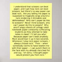 Rock Paper Scissors Debatten Funny Poster Sign