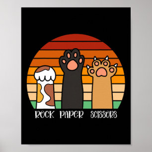 Rock Paper Scissors Game Kitten Lover Animal Paws Poster