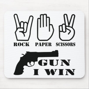 Rock Paper Scissors Gun I Win Mousepad