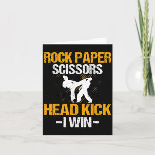 Rock Paper Scissors Headkick I Win - Martial Arts Karte