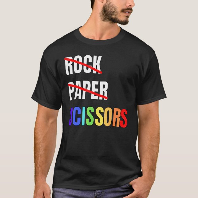 Rock Paper Scissors Lesbian Couple Lgbtq Pride Mon T-Shirt (Vorderseite)
