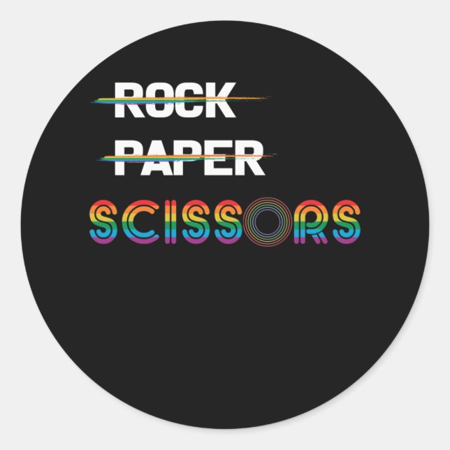 Rock Paper Scissors Lesbian Pride Runder Aufkleber (Vorderseite)