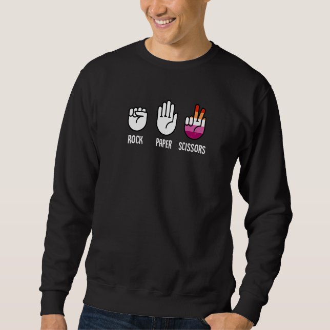 Rock Paper Scissors Lesbische Spaß Joke Pride Matc Sweatshirt (Vorderseite)