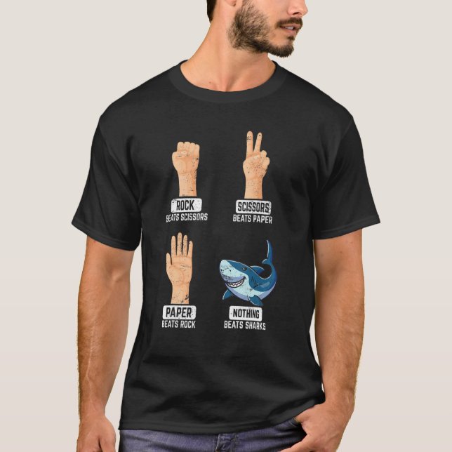 Rock Paper Scissors Nothing Beats Sharks T-Shirt (Vorderseite)