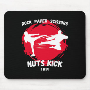 Rock Paper Scissors Nuts Kick Win Funny Taekwondo Mousepad