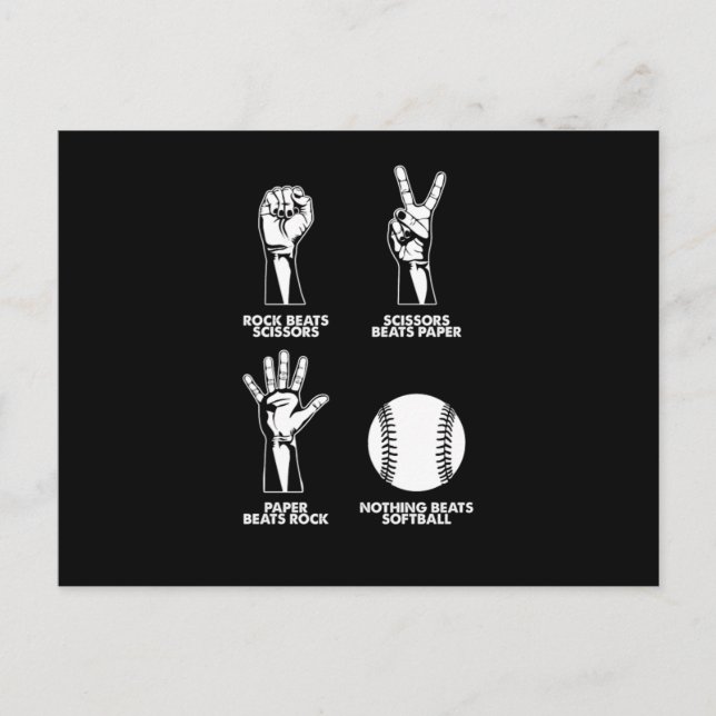 Rock Paper Scissors Softball Pitcher Catcher Gift Postkarte (Vorderseite)