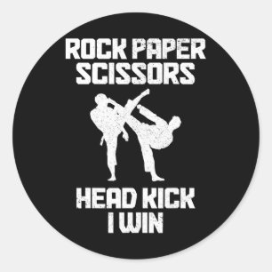 Rock Paper Scissors Taekwondo Karate Runder Aufkleber