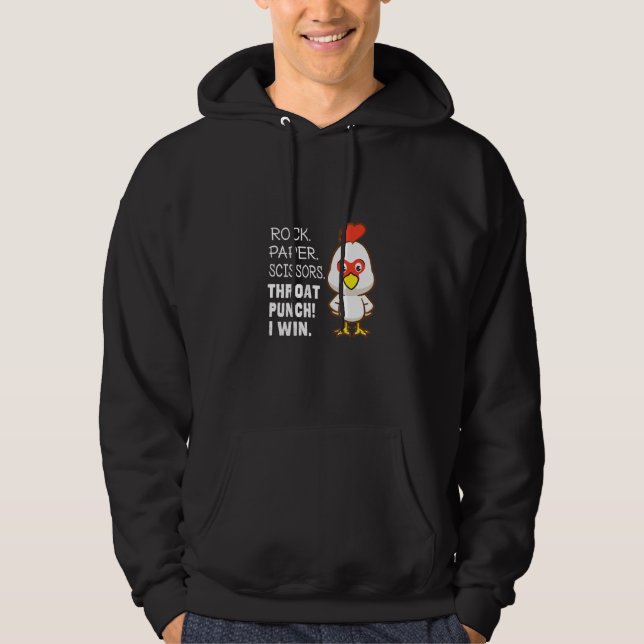 Rock Paper Scissors Throat Punch I Win Apparel Hoodie (Vorderseite)