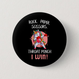 Rock Paper Scissors Throat Punch I Win Unicorn Box Button