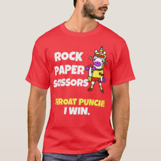 Rock Paper Scissors Throat Punch I Win Unicorn T-Shirt