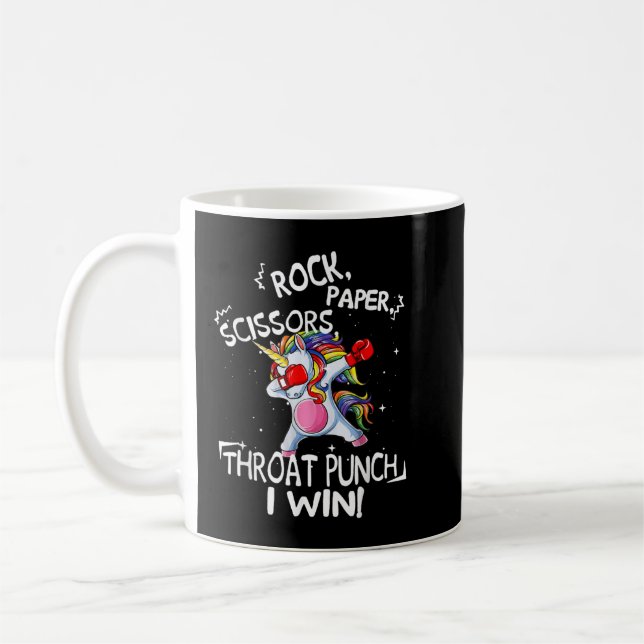 Rock Paper Scissors Throat Punch I win Unicoron Bo Kaffeetasse (Links)