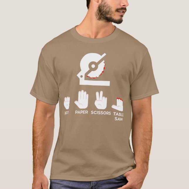 Rock Paper Scissorsable Saw Carpenter Accident fri T-Shirt (Vorderseite)