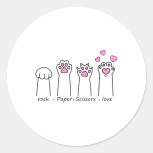 Rock Paper Scissy Liebe Funny Cat Hand Game Valen Runder Aufkleber