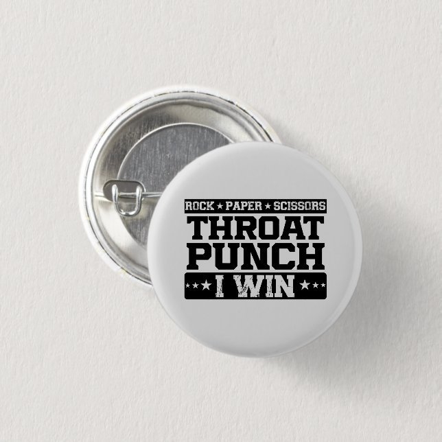 Rock Paper Scissy Throat Punch I Win, Funny Button (Vorne & Hinten)