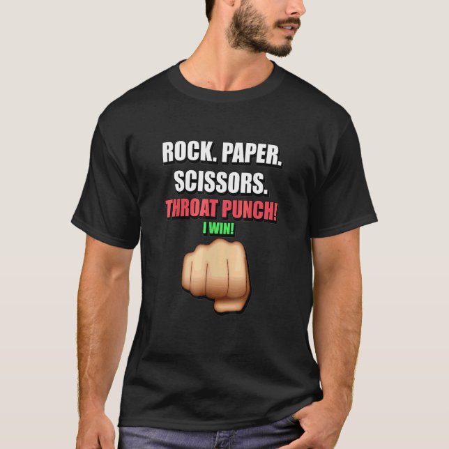 Rock Paper Scissy Throat Punch Ich siege für Männe T-Shirt (Vorderseite)