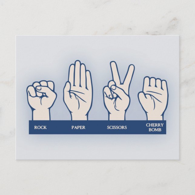 Rock, Papier, Schere, Kirschbombe Postkarte (Vorderseite)