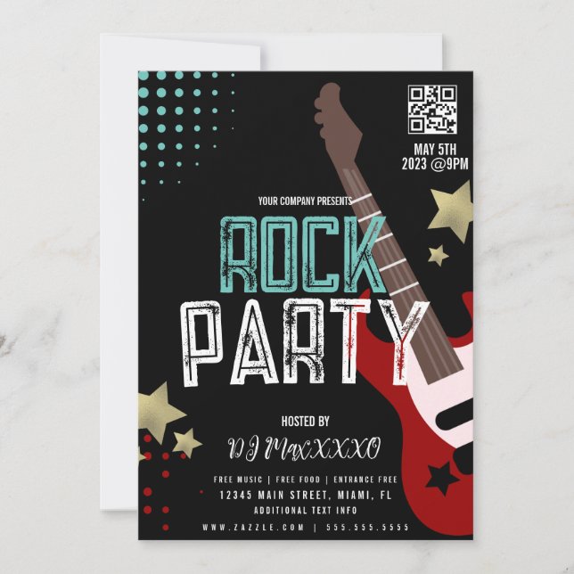 Rock Party Festival DJ Party Bar Flyer Einladung (Vorderseite)