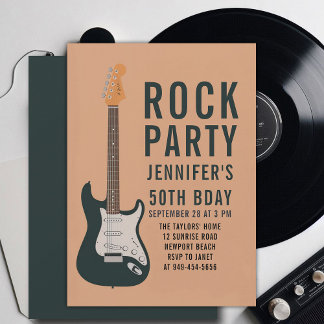 Rock Party Gitarre Peach Adult Moderner Spaß Gebur Einladung