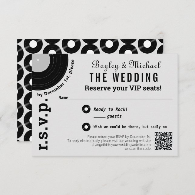 Rock Record Album Cover UAWG RSVP Karte (Vorne/Hinten)