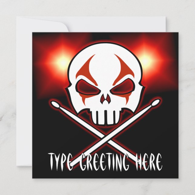 Rock & RoIl Einladungen Personalisierte Drummerkar (Vorderseite)