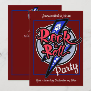 Rock & Roll Blitz Rot Party Einladung