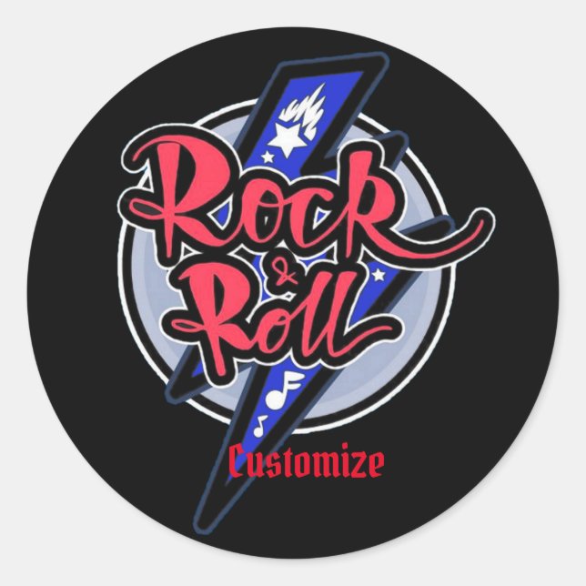 Rock & Roll Blitz Runder Aufkleber (Vorderseite)