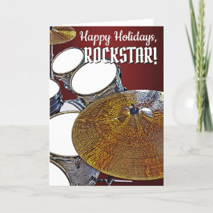 Rock & Roll Christmas Drummer Rockstar Holiday Karte
