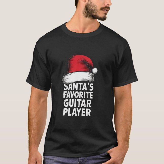 Rock Roll Christmas Santa Claus Gitarrist T-Shirt (Vorderseite)