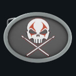Rock & Roll Drummer Gürtelschnalle<br><div class="desc">Schuppenhaltiges Metallgürtel Schnalle- und Roll-Schnürsenkel-Zubehör Skull- und Crossbones Drummer Gürtelschnalle Schmuck,  Shirts Gifts Schwermetall Drummer Gothic Music Belt Buckles Rock Musician Tödliche Accessoires Geschenke Coole Hardcore Rock and Roll Shirts und Geschenke von Künstler / Designer www.kimhunter.ca</div>