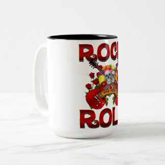Rock Roll for Ever Skulls Zweifarbige Tasse