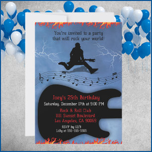 Rock & Roll Gitarre Geburtstagsparty lädt ein Einladung