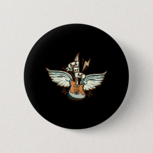 Rock & Roll Gitarren Flügel Musik Button
