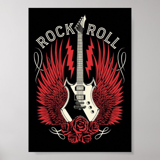 Rock & Roll Gitarren Rosen Poster (Vorne)